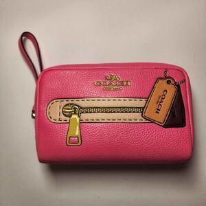 NWT COACH CH731DEMPSEY BOXY COSMETIC CASE 20 TROMPE L'OEIL PRINT PETUNIA PINK